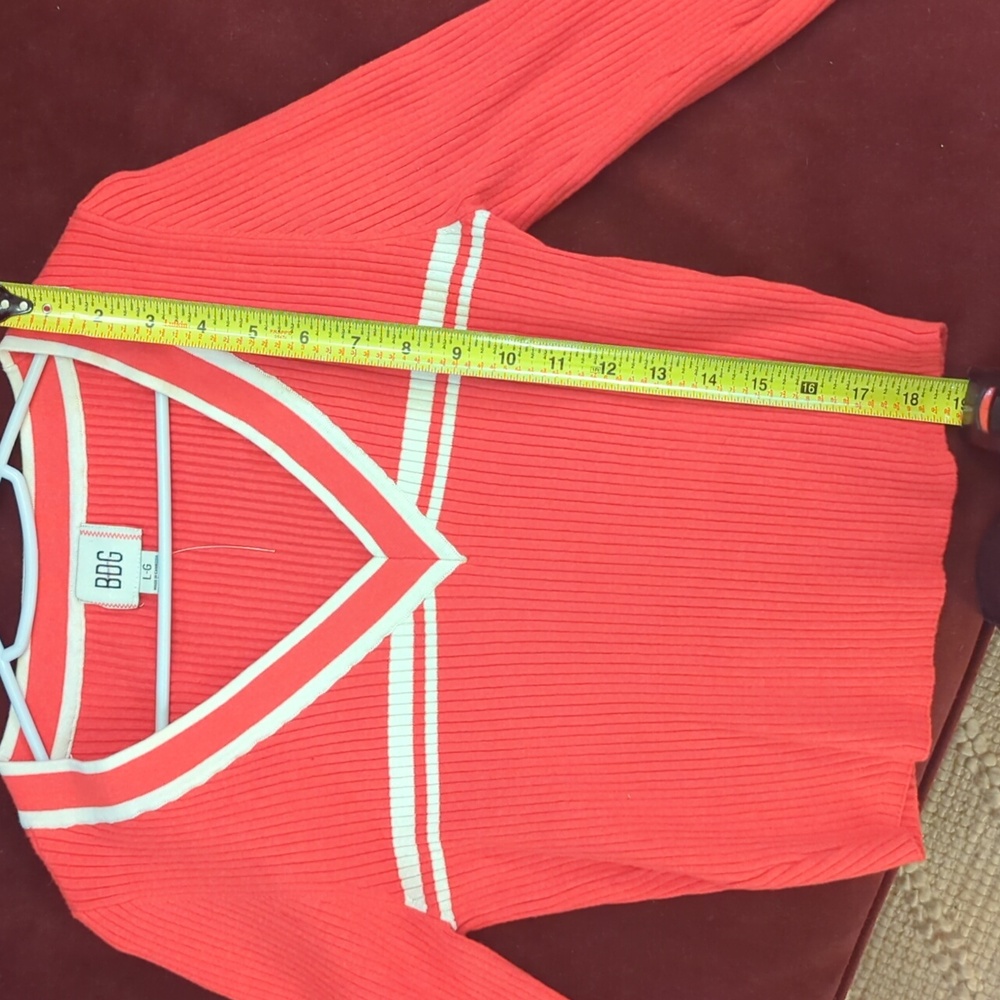 Free People Red Ribbed Sweater | Size Large - Picture 5 of 5